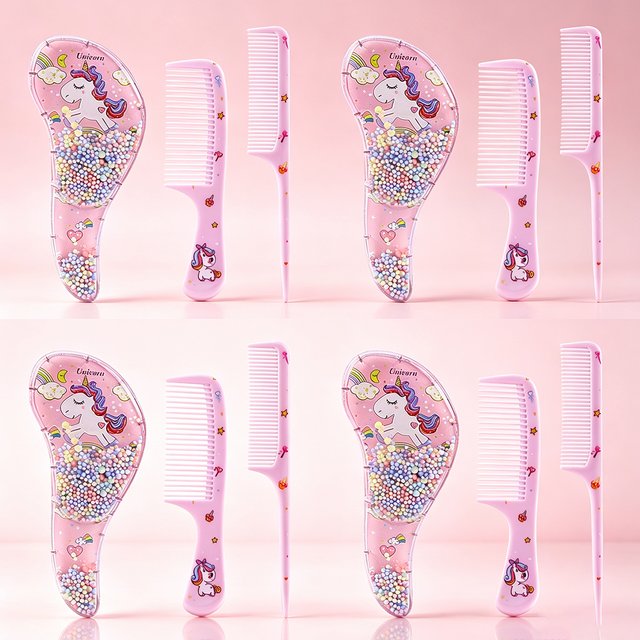 Cartoon Comb Set, Exfoliating Massage Hair Brush, Styling Brush, Suitable for All Hairstyles, Special for Real Hair Wigs