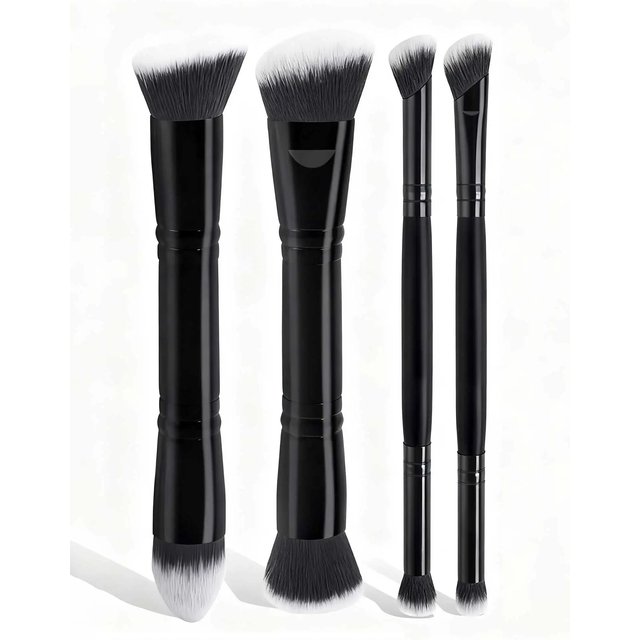 4pcs Basic Makeup Brushes Set With Box Dual-ended Foundations Powder Blush Details for Eyeshadow Brushes Beginner Travel