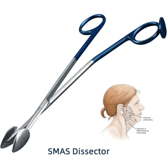 Facial Flap Dissector Scissors Face Lift Dissection Scissors Insert with Speculated Super Cut Tips SMAS Dissector
