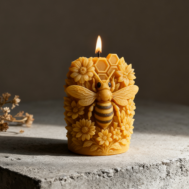 Moule en silicone de mer de fleur d'abeille: bougies parfumées en relief de fleur de ruche 3D pour rebords de fenêtre/tableaux coulissants, créant une corbeau de guérison