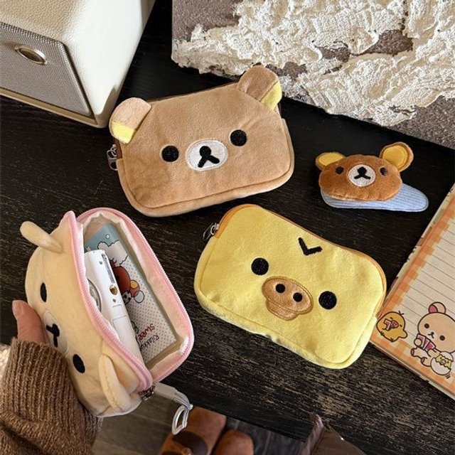 Rilakkuma Coin Purse Kids Kawaii Relaxed Bear Wallet Women Travel Cosmetics Bags Girls School Fashion Pocketbook Children Gift