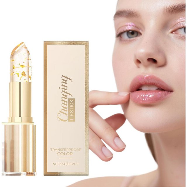 Gold Foil Hydrating Color Changing Lipstick, Smooth Non-sticky Texture, Fade Lip Lines, Glossy Shine, Moisturizing Lip Balm