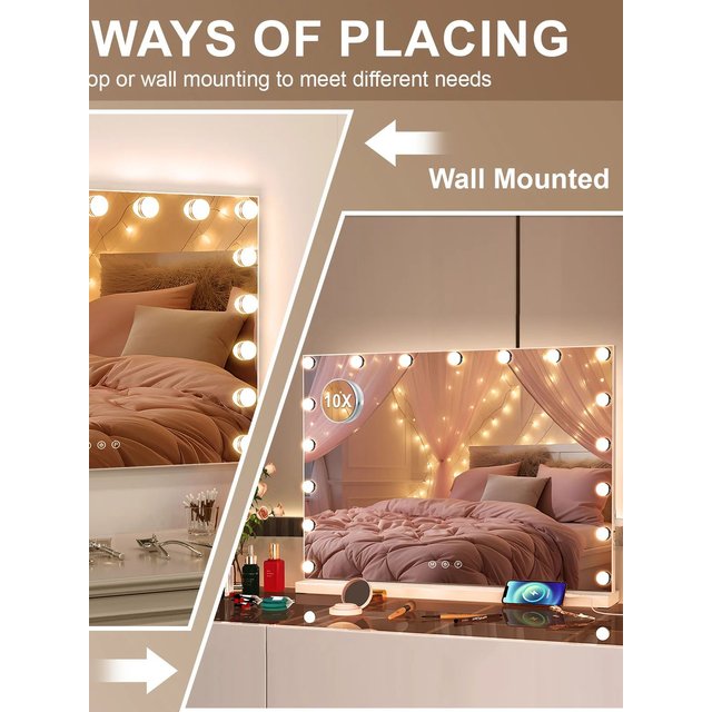 80x60cm NEW Hollywood Mirror Vanity Make Up Mirror with Lights LED Dressing Table Mirror