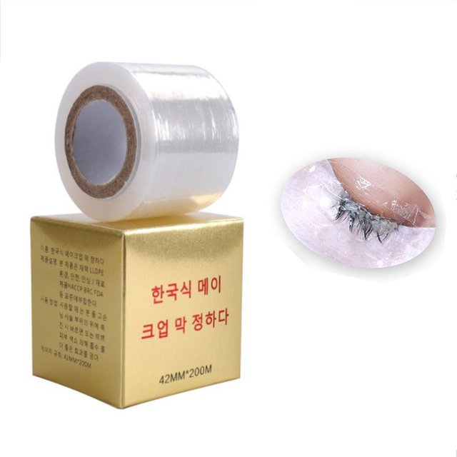1 Roll 200M False Eyelashes Extension Clear Plastic Wrap Permanent Tattoo Eyebrow Film Professional Eye Use Makeup Tool