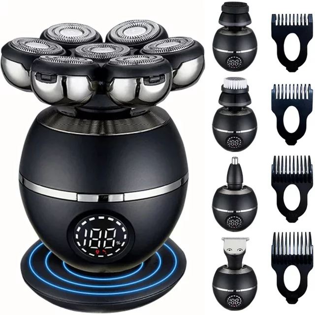 Electric Shaver 7D Floating Cutter Head Base Charging Portable Men Beard Trimmer Clipper Rechargeable Bald Head Electric Razor
