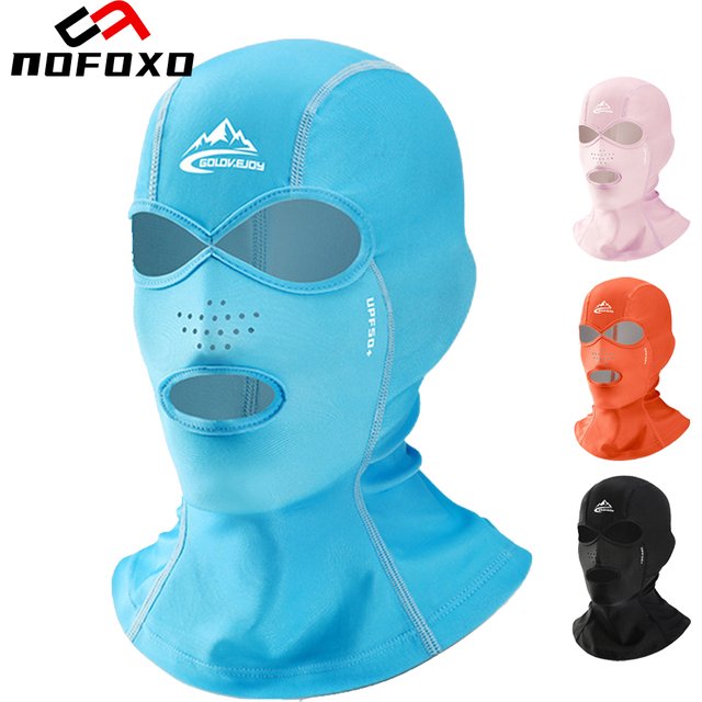 NOFOXO Summer Water Sports Surfing Beach Full Face Mask Facekini Breathable High Elastic Headwear Unisex Swim Cap UV Protection