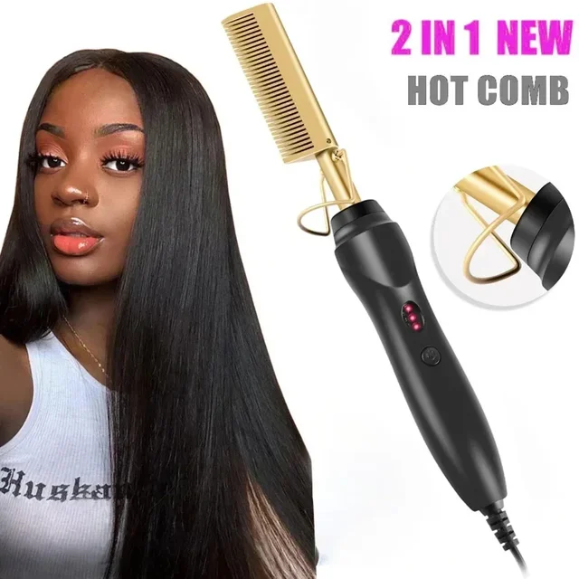 Electric Hot Heating Comb Hair Straightener Curler Flat Irons Wet Dry Hair Iron Straightening Brush Hair Styling Tools