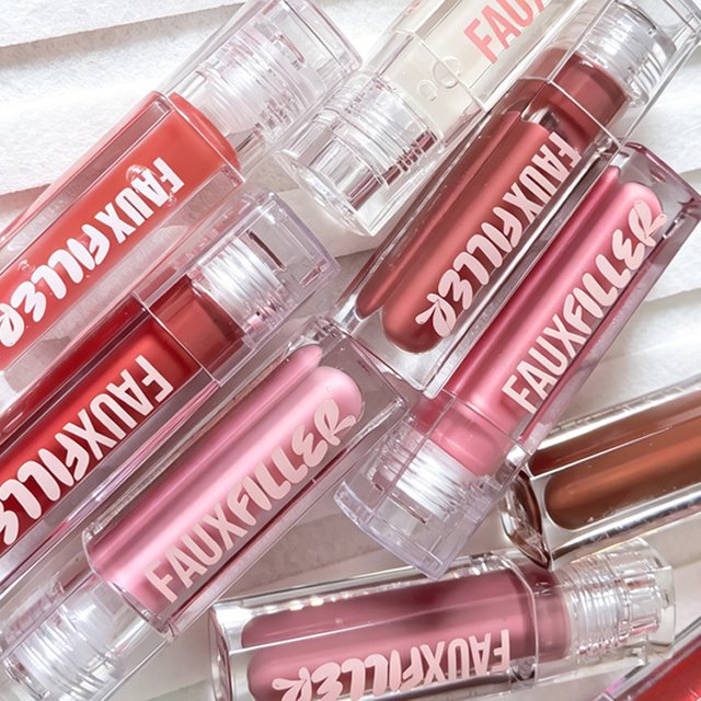Hot Brand Beauty 9 Color Faux Filler Shiny Non-Sticky Lip Gloss Shell JUICY PEACH Moisturizing Lipstick Liquid Blusher Makeup