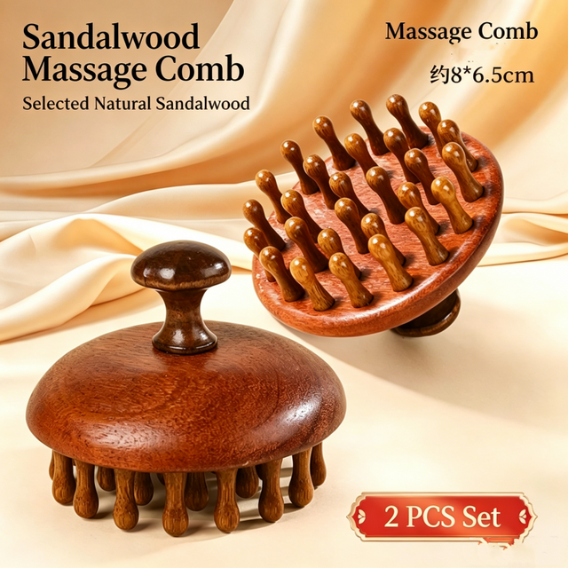 Wooden Scalp Massager Head Massager Brush Manual Scalp Scrubber Body Massage Tool for Woman Men Wet Dry Hair Brush Scalps Care
