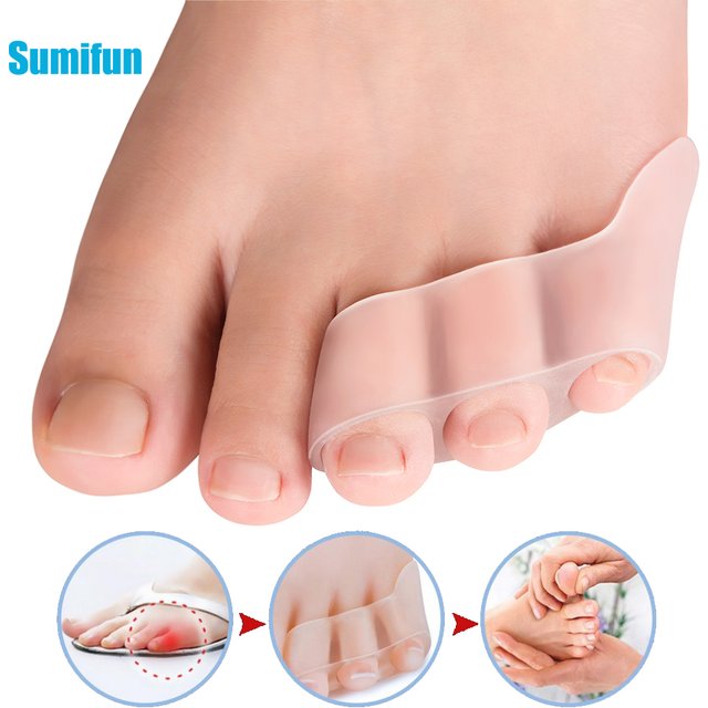 2pcs Transparent Silicone Gel Straightener Pain Relief Toe Protector Three-Hole Little Toe Bunion Foot Care Tools