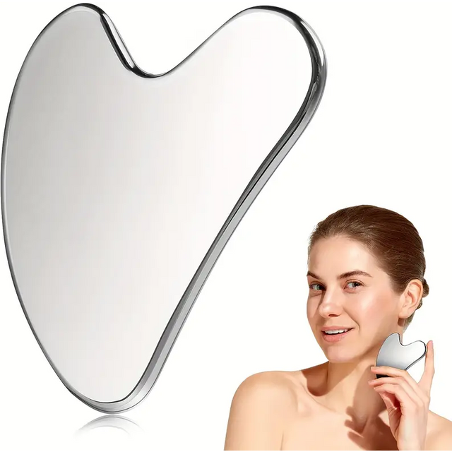 1pcs Facial Massage Scraper Stainless Steel Beauty Scraper Face Lift Law Full-Body Dolphin Heart Scraper Shaving and massage
