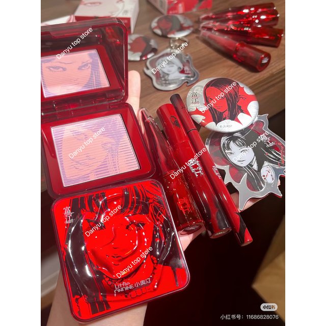Little Ondine 3D Blush Palette Brighten Face Natural Makeup Blusher Lip Glaze Eyeliner Mascara