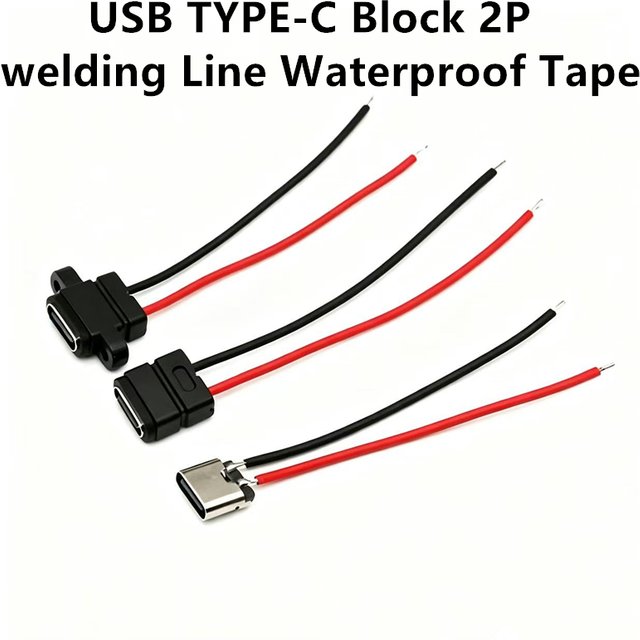 5Pcs USB TYPE-C Block 2P Welding Line Waterproof Tape Type C Only Rechargeable Port Head TYC Electric Shaver