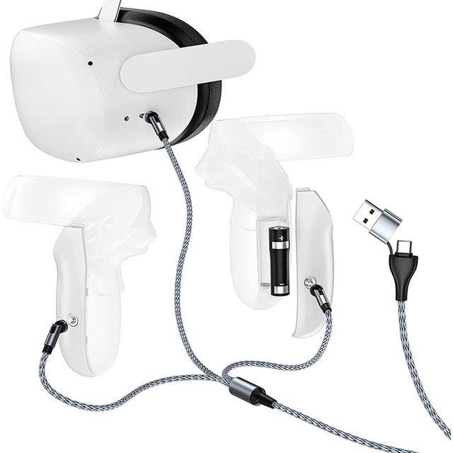 Pour Oculus Quest 2 : Bandeau de Contrôleur, Masque Facial, Câble de Charge à Aspiration Magnétique, Autonomie de la Batterie, Accessoires VR Intelligents
