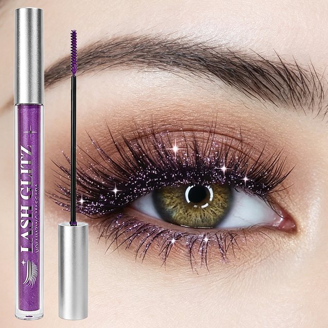 JUJU Dream Diamond Glitter Mascara Waterproof Lengthening Curling Purple Eye Makeup