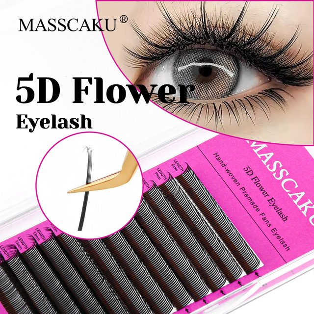 MASSCAKU nouveau 5D fleur humide faux cils 0.07mm d'épaisseur facile à utiliser préfabriqués ventilateurs Extensions de cils pour Maquillaje Mujer