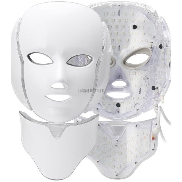 7 Colors Light LED Facial Mask With Neck Skin Rejuvenation Face Care Treatment Beauty Anti Acne Therapy Whitening