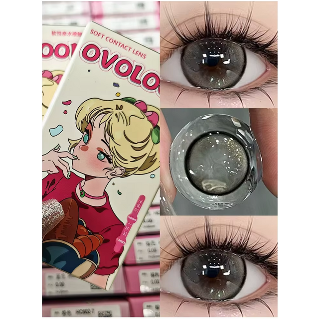 OVOLOOK-2PCS Gilding Prescription Contact Lenses Cosmetics Eye Color Lenses Fashion Pupils Myopia Colored Contact Lenses Violet