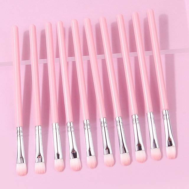 10pcs Pink Makeup Brush Set for Beginners, Eyeshadow Brush, Highlight Brush, Eye Makeup Details, Multi-functional Makeup Brush