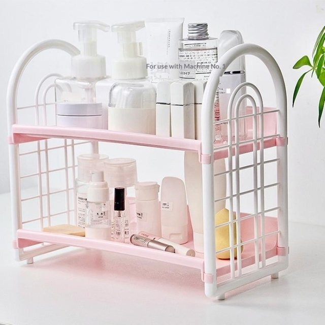 Hot Sale Double Layer Multi-Functional Plastic Desktop Organizer Shelf For Cosmetics, Bedroom, And Dormitory Accessories