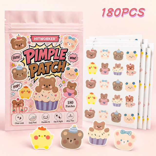 180pcs Kawaii Animal Pimple Patches, Cartoon Hydrocolloid Spot Cover Stickers, Ultra-Thin Easy Peel Face Care Patch Set