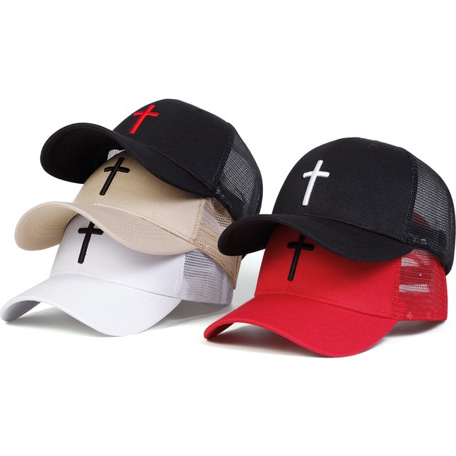 Unisex Cross Embroidery Baseball Net Caps Hip Hop Cap Spring Summer Outdoor Adjustable Casual Hats Sunscreen Hat