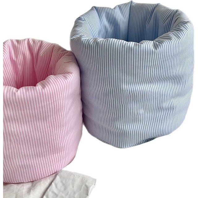 Item Organization Striped Makeup Bag Large Capacity Makeup Brush Storage Desktop Storage Basket Cloth Cute Cosmetics Container