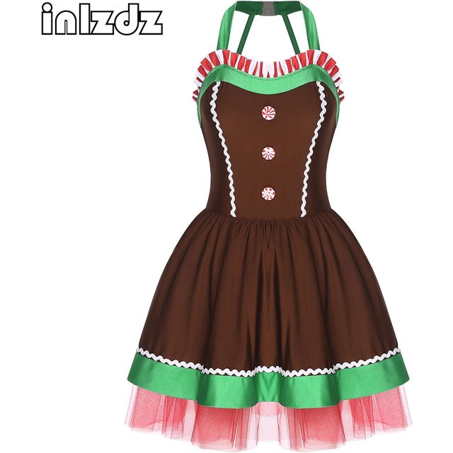 Costume de Cosplay en pain d'épice pour femmes, robe Tutu de danse de Ballet avec slip intégré pour mascarade, fête de noël et du nouvel an