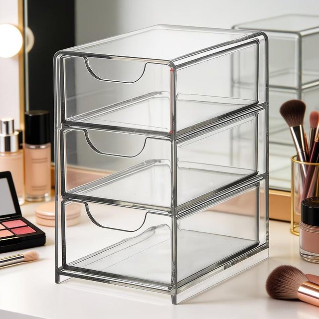 3-Tier Clear Acrylic Drawers Storage Box Desktop Small Item Storage Perfect For Storing Jewelry Cosmetics Hair Accessories