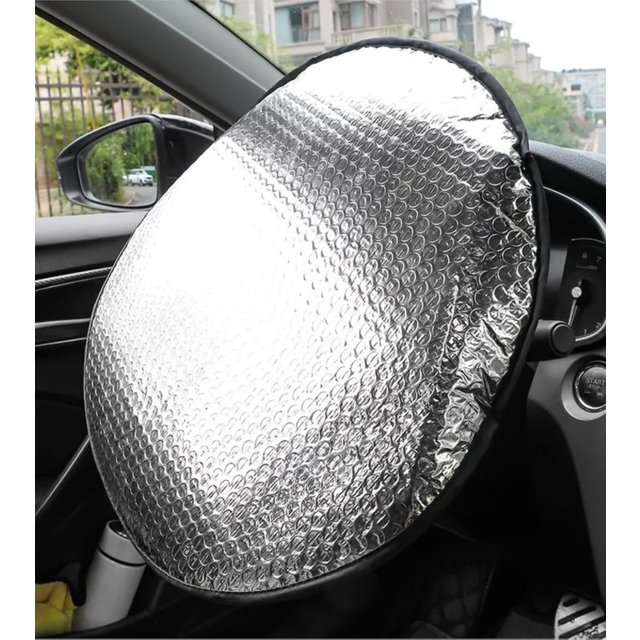 Car Steering Wheel Sun Shade Double Thick Sun Protection Foldable Anti-uv Sunscreen Car Supplies Car Steering Wheel Cover Silver