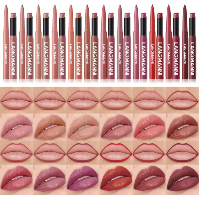 2Pcs/set Matte Soft Mist Slanted Mouth Lipstick + Lip Liner Set Combo Light Matte and Non-Drying Waterproof Non-Stick Lip Set