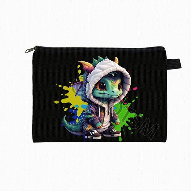 Cute Duck Bunny Dragon Print Cosmetic Case Women Makeup Bag Lipstick Napkin Storage Pouch Female Toiletries Bags Kids Coin Purse