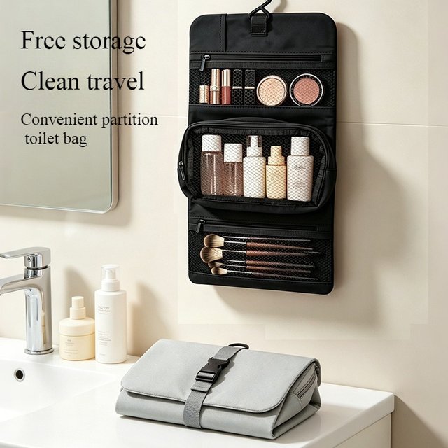 Foldable Detachable Large Capacity Toiletry Bag Hook Hanging Travel Men Business Women Cosmetics Makeup Organizer Wash Kit