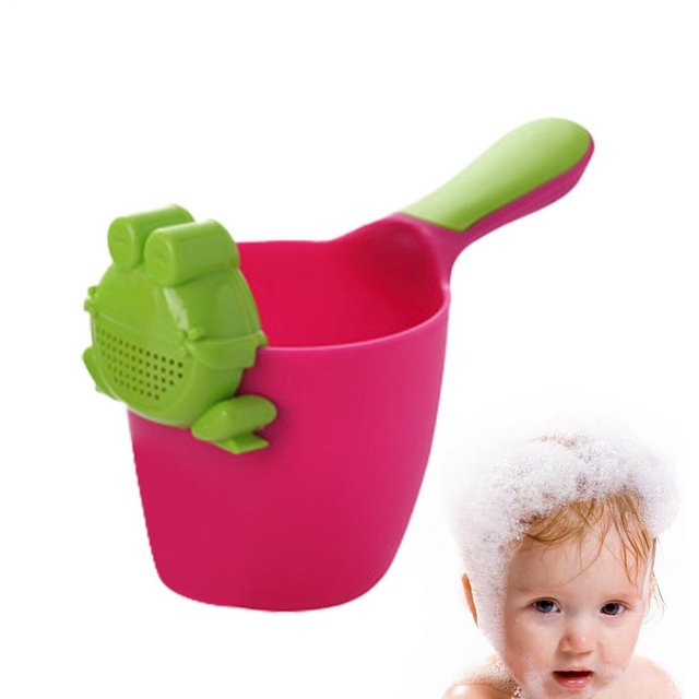 Baby Kids Bath Pail Body Washing Shower Rinser Shower Cup with Bear Design for Rinsing Hair and Protecting Infant Eyes