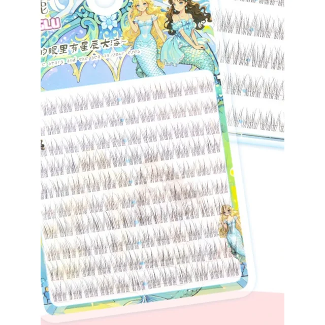 10 Rows Volume False Eyelash Natural Slender Fish Tail Fake Eyelash Glue-free Individual Lashes Segmented Lash Cute Eye Makeup