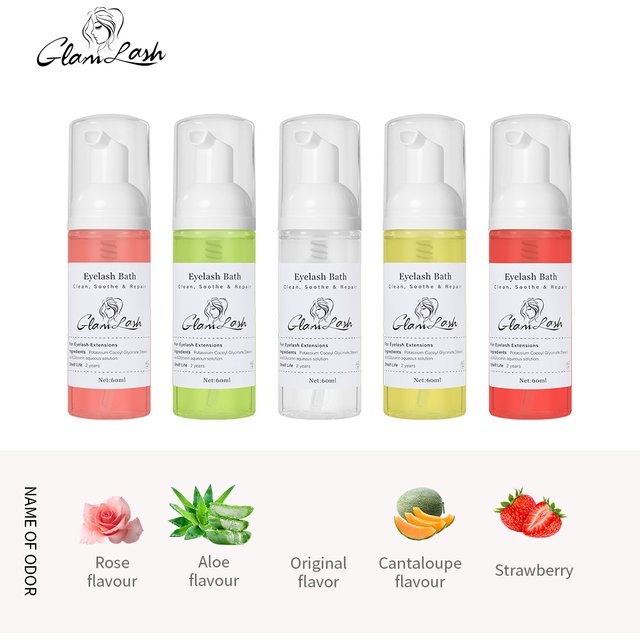 GLAMLASH 60ml formule sans larmes parfum de fruit mousse nettoyante pour Extension de cils