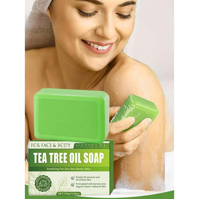 Tea Tree Soap for Face & Body Acne, 100g Tea Tree Oil Soap Bar for Face & Body Natural Skin Cleanser for Oily, Dry & Itchy Skin