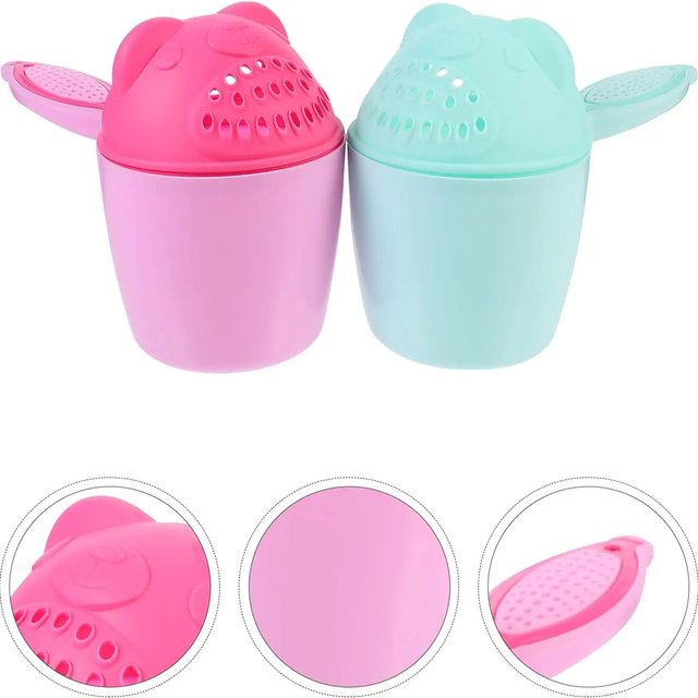1PC Baby Shampoo Cup Baby Bath Bucket Kids Bath Spoon Child Hair Wash Cup Baby Bath Kit Cute Cartoon Baby Bath Play Funny Bucket