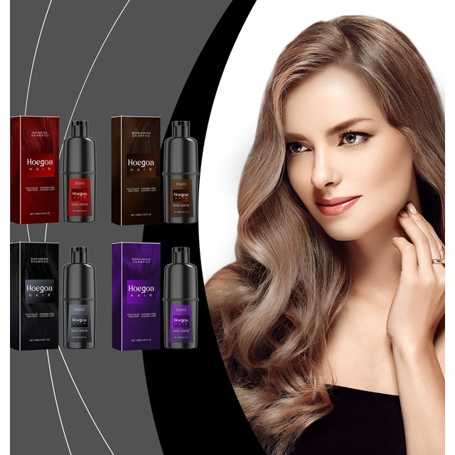 Herbal Hair Dye Shampoo Nourishing Repairing Scalp Long Lasting Red Purple Brown Black Color Coverage Home Hair Coloring Product