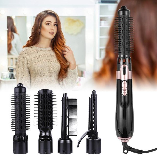 Multifunction 4 In 1 Hot Air Brush Replaceable Hair Dryer Comb Hot Air Brush Straightener Roller Curler Blow Dryer For Home