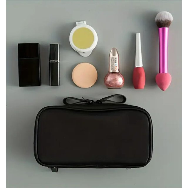 Large Capacity Makeup Brushes Storage Bag Double-Zipper Comestic Tools Organizer Wide-open Vertical Free-Standing Brush Holder