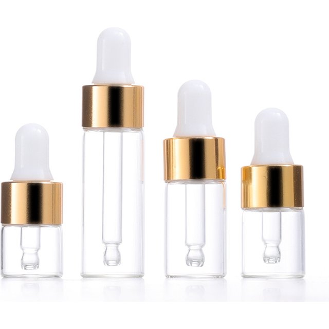 100 flacons compte-gouttes en verre pour huiles essentielles, 5ml, 3ml, 2ml, 1ml, échantillons de parfum, mini-contenants cosmétiques transparents