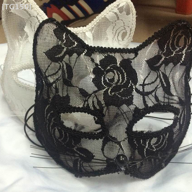【Ja】Lace Fox Half Face Mask for women, Halloween Cosplay Animal Eye Mask, Sexy Gothic Masquerade Costume Accessory