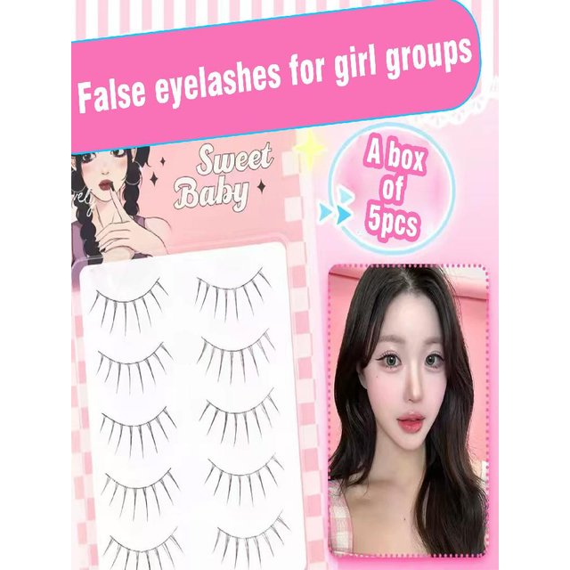 Korean Girl Group False Eyelashes 5 Pairs Sweet False Eyelashes One Piece Design Manga Cos Eyelashes For Beginners Daily Makeup