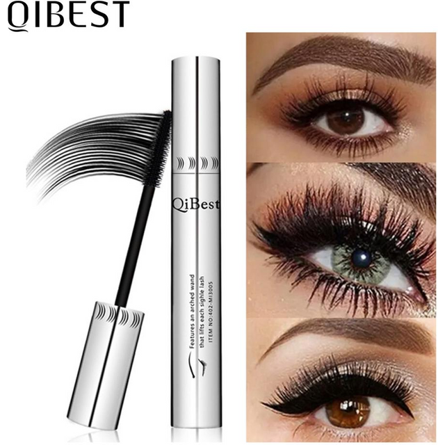 QIBEST-Mascara 4D noir pour extension de cils, imperméable, fibre optique, lifting, allongement, maquillage durable, rimel