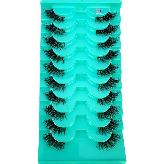 AMSDCN Fluffy False Lashes Natural Faux 3D Mink Eyelashes Wispy Extension Makeup Handmade Fake Lashes Soft Half Eyelashes