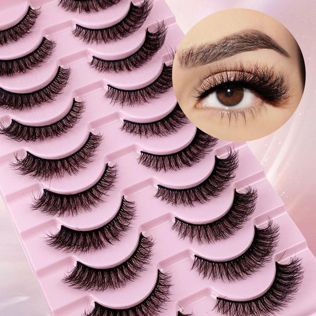 7 Pairs 10 Pairs Natural Fluffy False Eyelashes D Curl Eyelashes Cat Eye Mink Eyelashes 3D long Manga Makeup Lashes