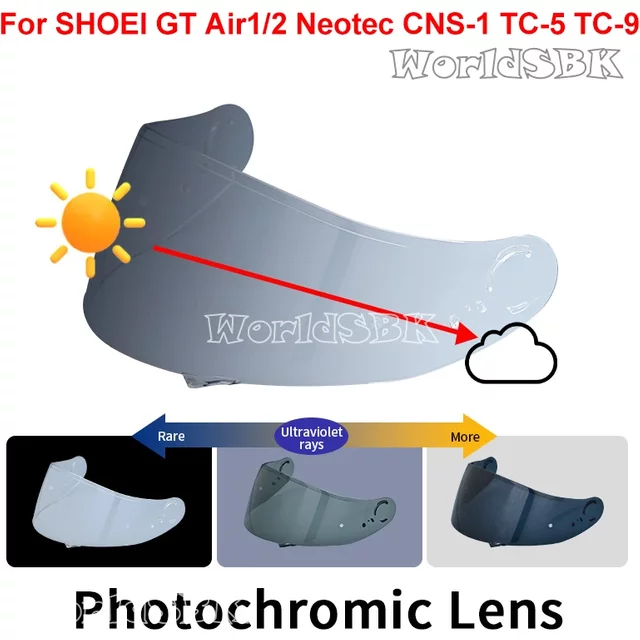 Visière photochromique pour SHOEI GT Air 1 2 Neotec CNS-1 TC-5 TC-9 bouclier de casque coupe Uv Casco Moto bouclier facial Visera pare-brise