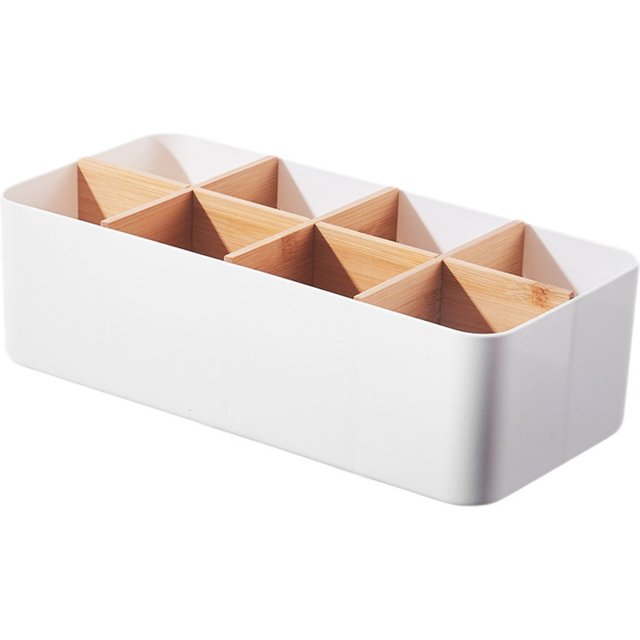 Desktop Storage Box Compartment Bamboo Toothbrush Razor Makeup Brush Holder Bedroom Desk Organizer Storage Basket Holder