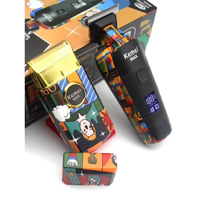 Kemei Rechargeable Graffiti Pattern Electric Hair Clipper Professional Barber Trimmer Man Shaver KM-MAX5090 KM-RS7098